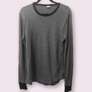 Club Monaco Womens Cotton Gray Heathered Long Sleeve Knit Crewneck Henly Size M
